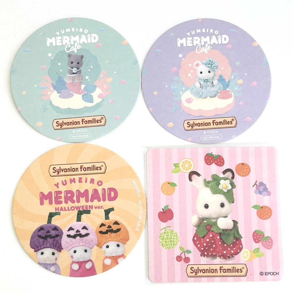 مجموعة قواعد أكواب ورقية بتصاميم حورية البحر، هالووين وفراولة - Sylvanian Families Calico Critters