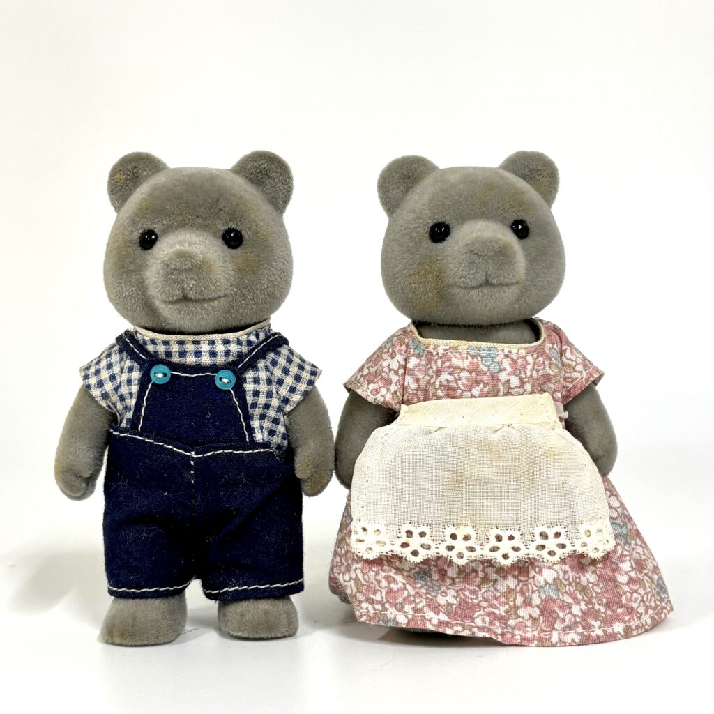 [used] Vintage Gray Bear Father and Mother Sylvanian Families Calico Critters