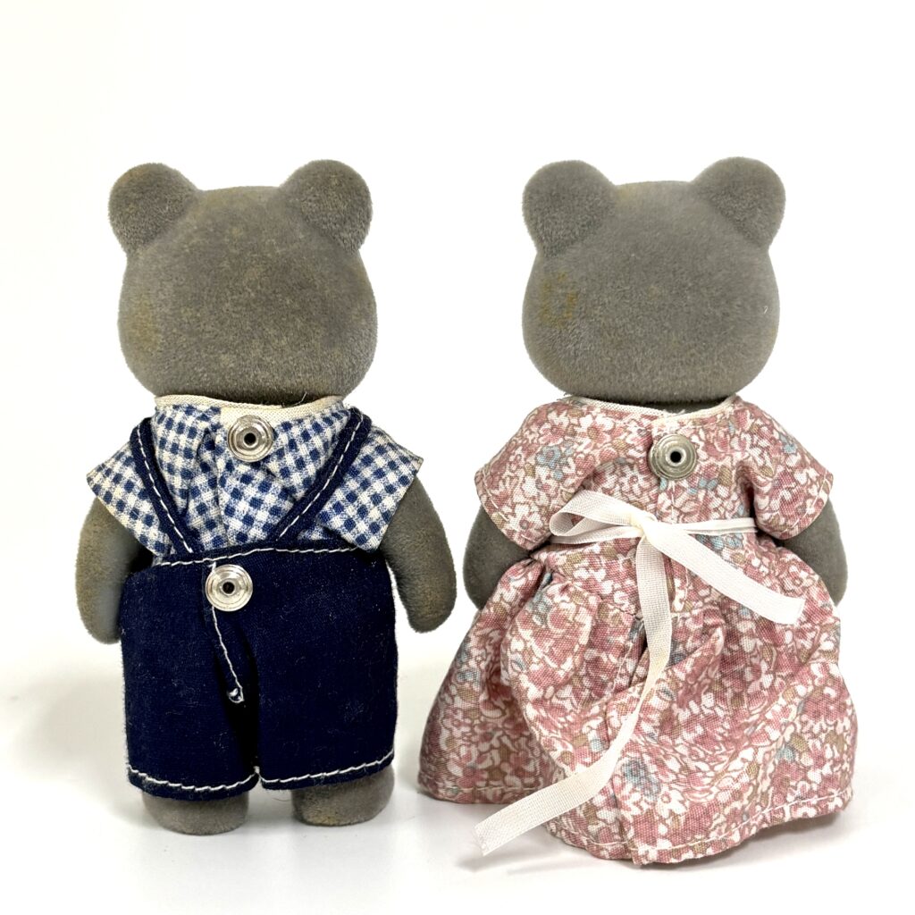[used] Vintage Gray Bear Father and Mother Sylvanian Families Calico Critters