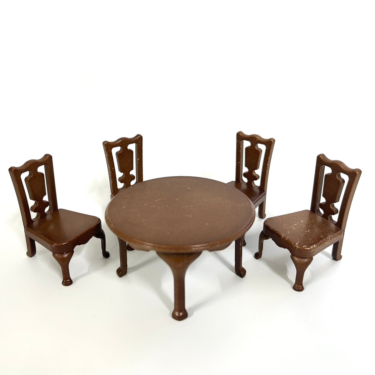 [used] Vintage Urban Life Brown Round Table Set 1987 A-01 Sylvanian Families Calico Critters