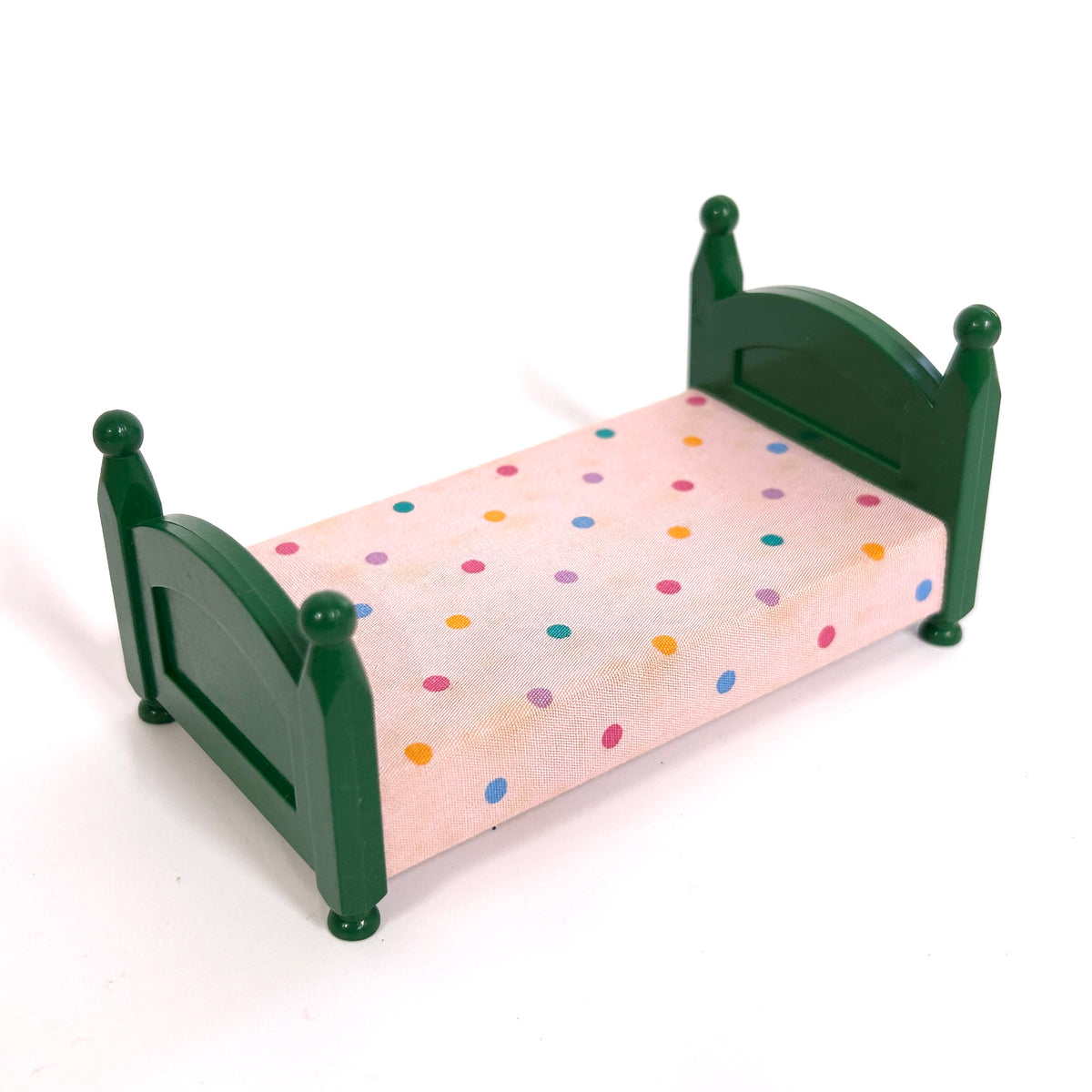 [used] Green Bed (M) Polka Dots White Sylvanian Families Calico Critters