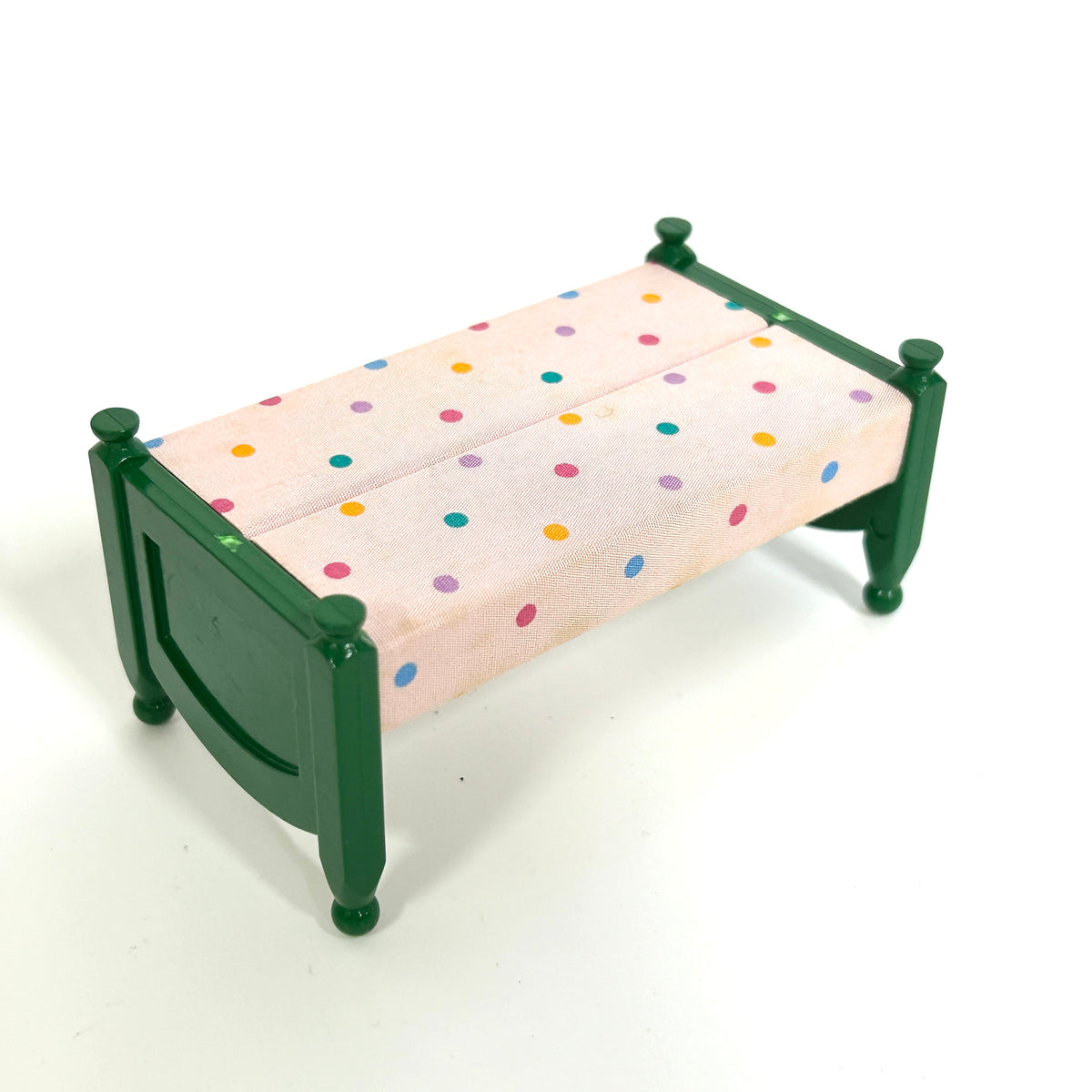 [used] Green Bed (M) Polka Dots White Sylvanian Families Calico Critters