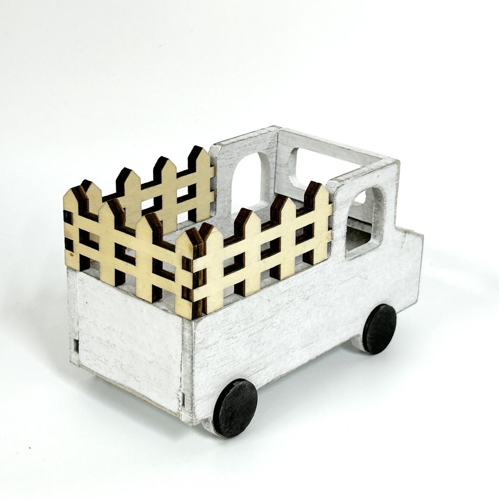 White Truck with Cargo Bed Natural Kitchen