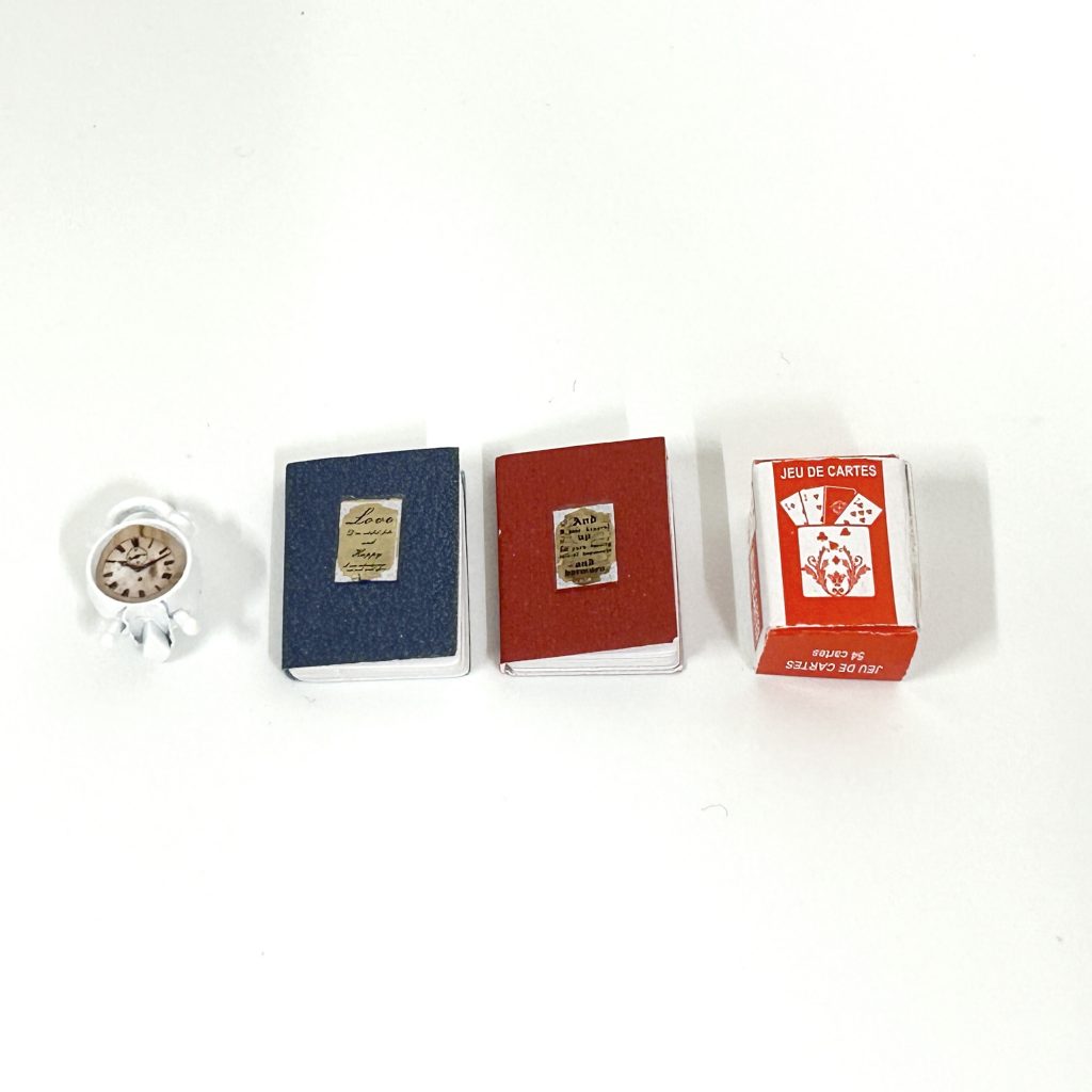 Miniature Set Book Alarm Clock Playing Cards Natural Kitchen