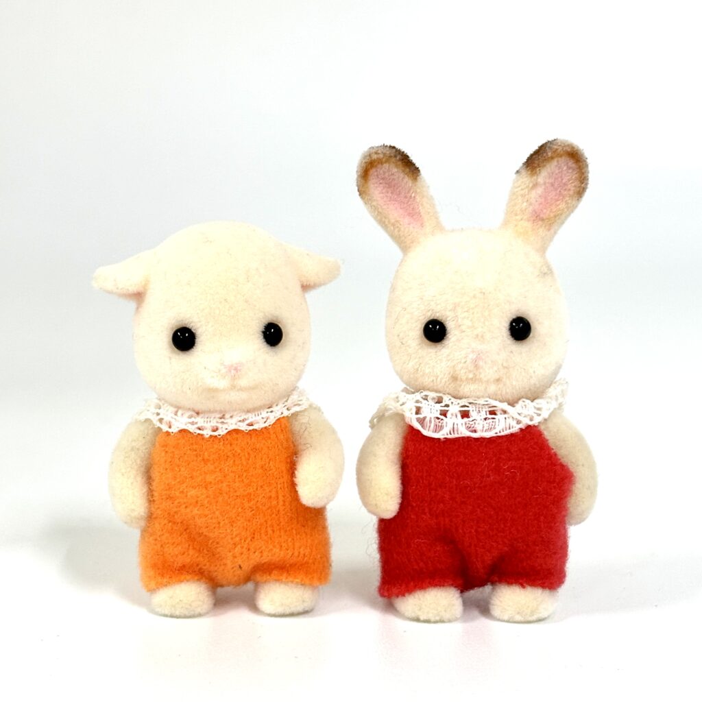 [used] Chocolate Rabbit Baby and Goat Baby Sylvanian Families Calico Critters