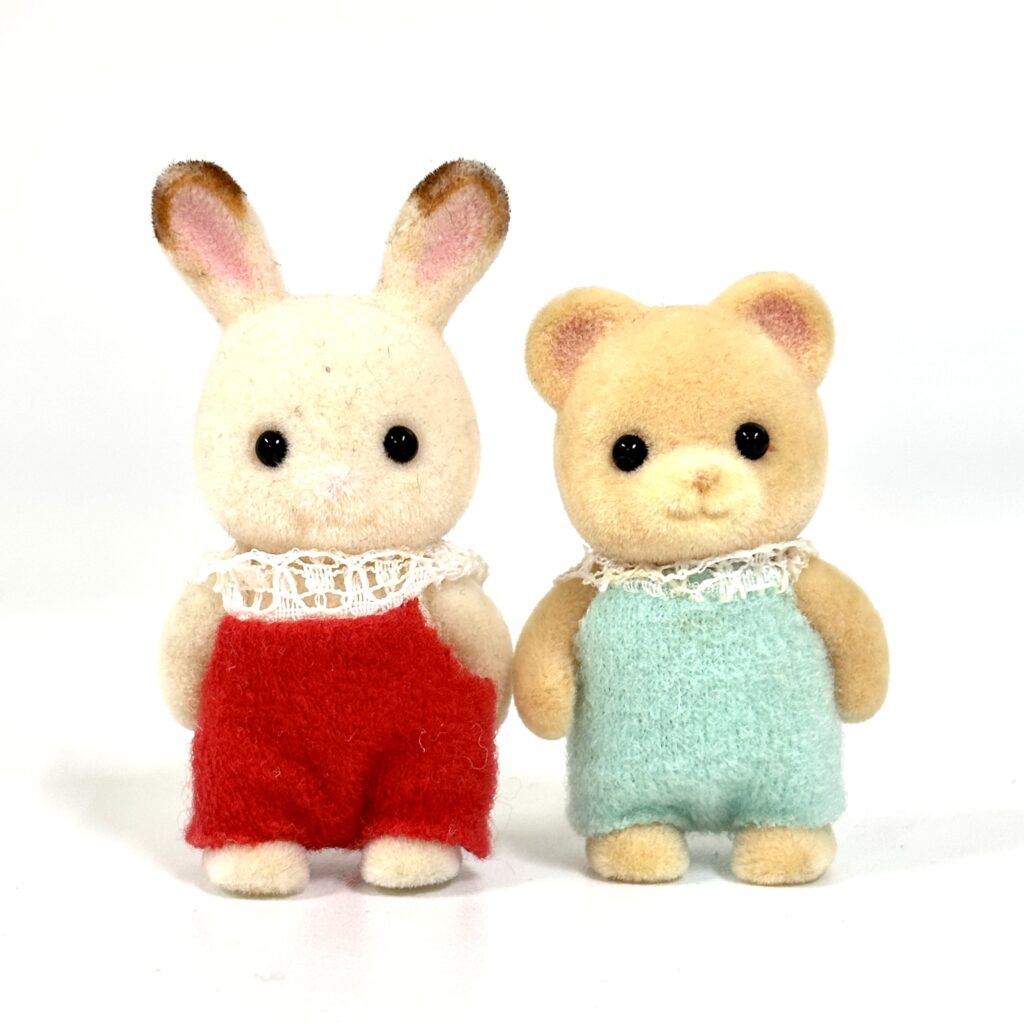 [used] Chocolate Rabbit Baby and Bear Baby Sylvanian Families Calico Critters