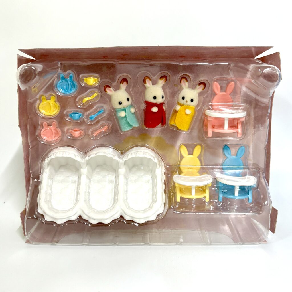 [used] Chocolate Rabbit Triplets Baby Pram Set SE-204 Sylvanian Families Calico Critters