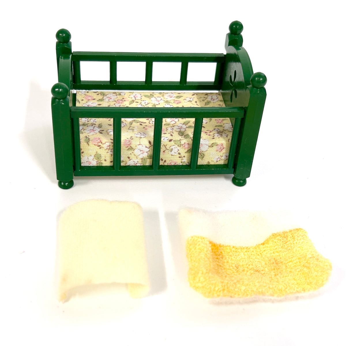 [used] Vintage Green Baby Bed 1985 KA-26 Sylvanian Families Calico Critters