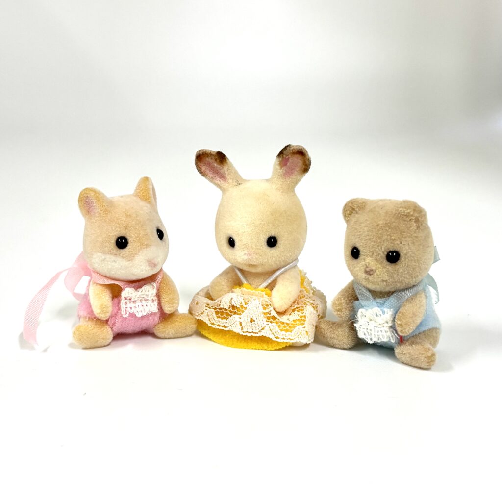 [used] Chocolate Rabbit, Bear, and Hamster Babies Sylvanian Families Calico Critters