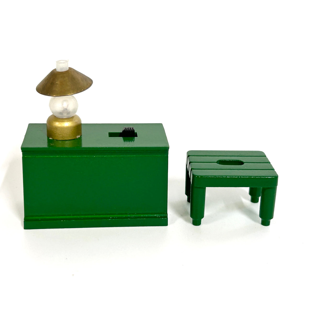 [used] Vintage Green Table Set with Lamp 1985 Sylvanian Families Calico Critters