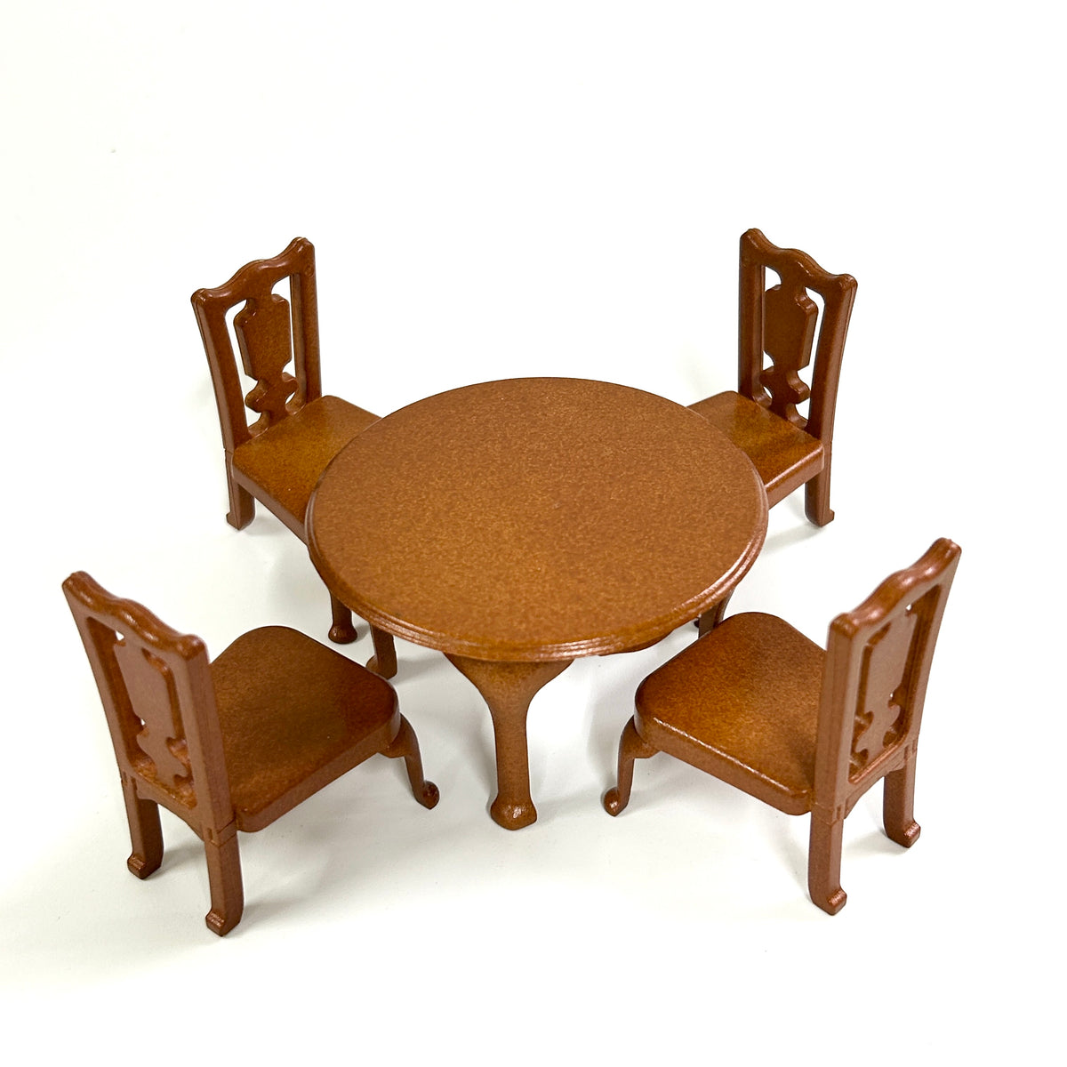 [used] Vintage Urban Life Brown Round Table Set 1987 A-01 Sylvanian Families Calico Critters