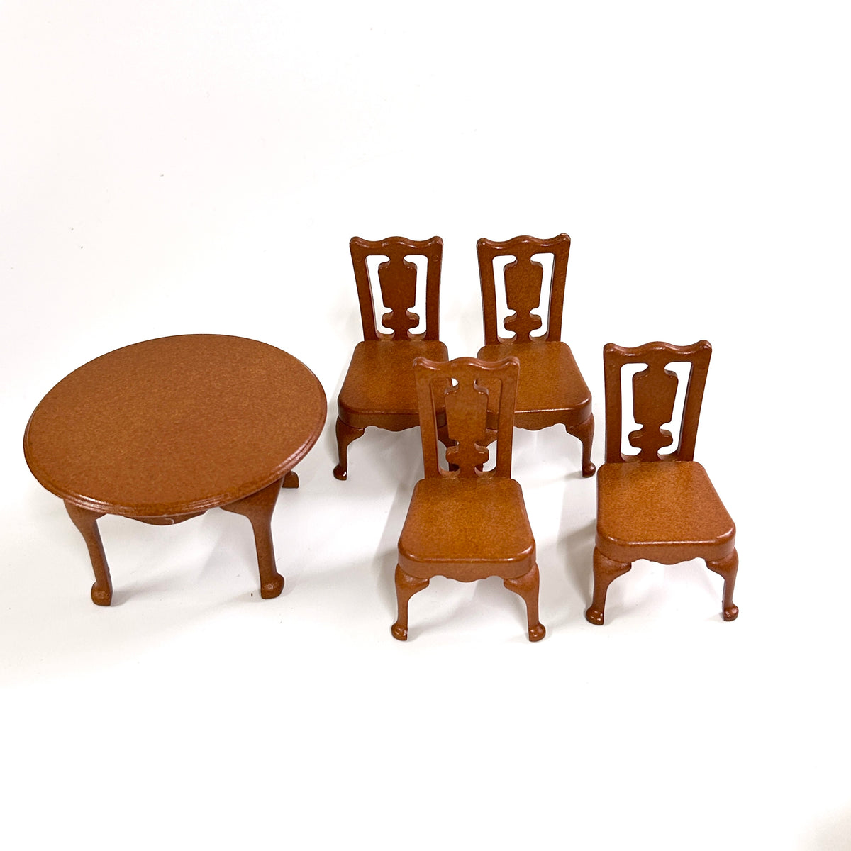 [used] Vintage Urban Life Brown Round Table Set 1987 A-01 Sylvanian Families Calico Critters