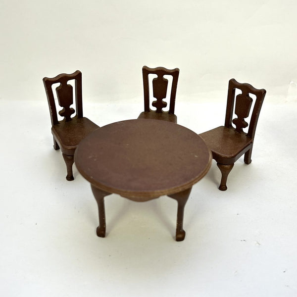 [Used] BROWN ROUND TABLE FOR LIVING ROOM A-01 Japan Sylvanian Families