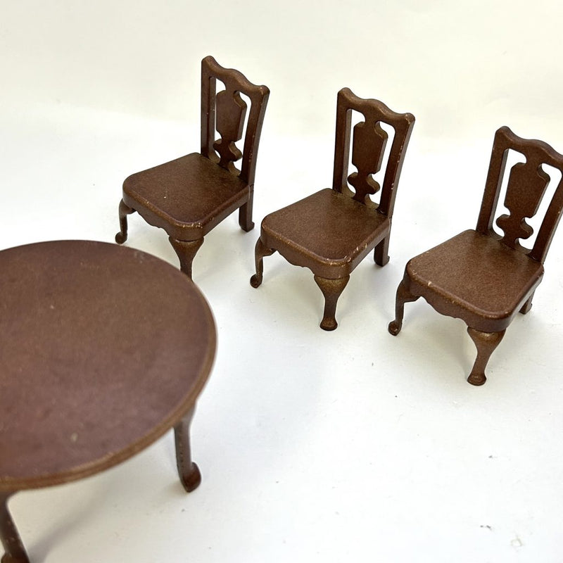 [Used] BROWN ROUND TABLE FOR LIVING ROOM A-01 Japan Sylvanian Families