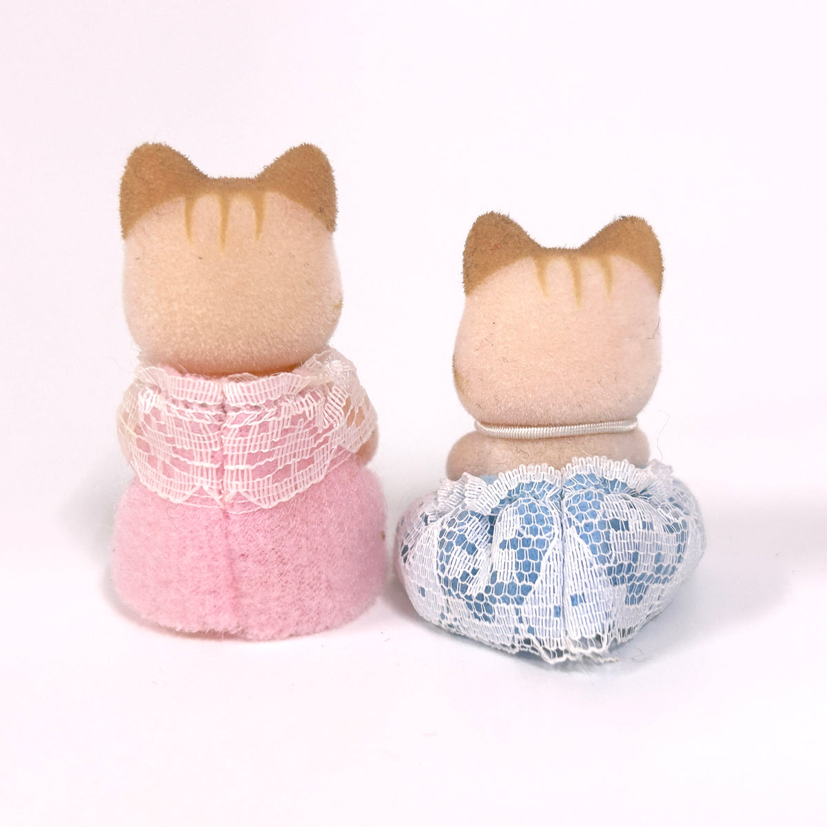[used] Pink Striped Cat Baby Twins Fan Club 2000 Sylvanian Families Calico Critters