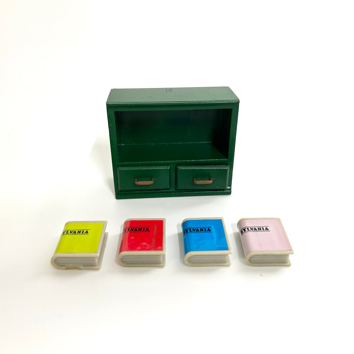 [used] Vintage Green Bookshelf Set 1985 KA-05 Sylvanian Families Calico Critters