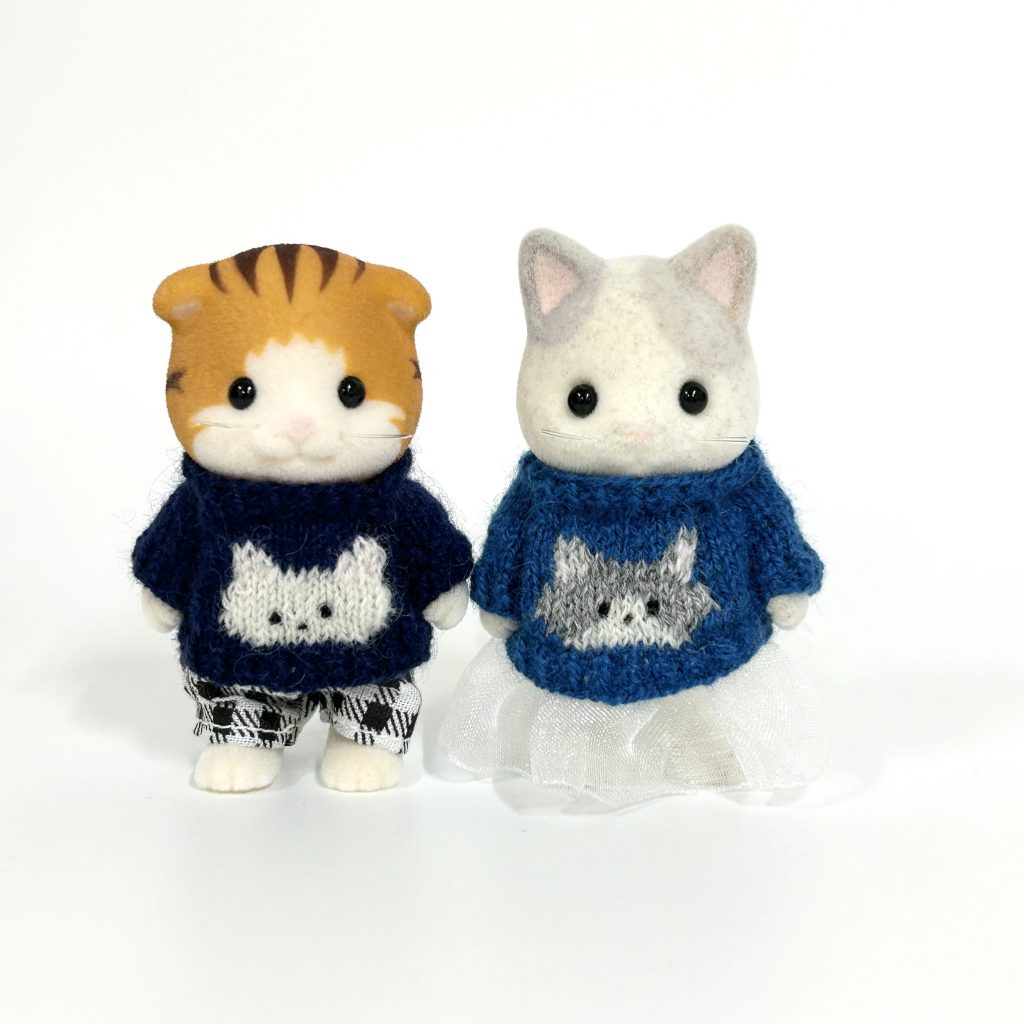 Cat Sweater Set Blue Handmade