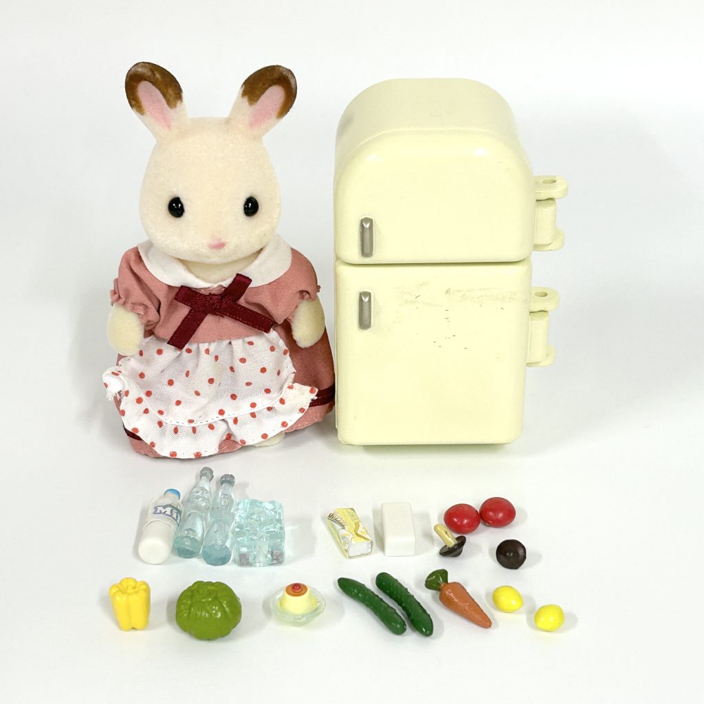 [used] Chocolate Rabbit Mother And Fridge Set DF-08 Sylvanian Families Calico Critters