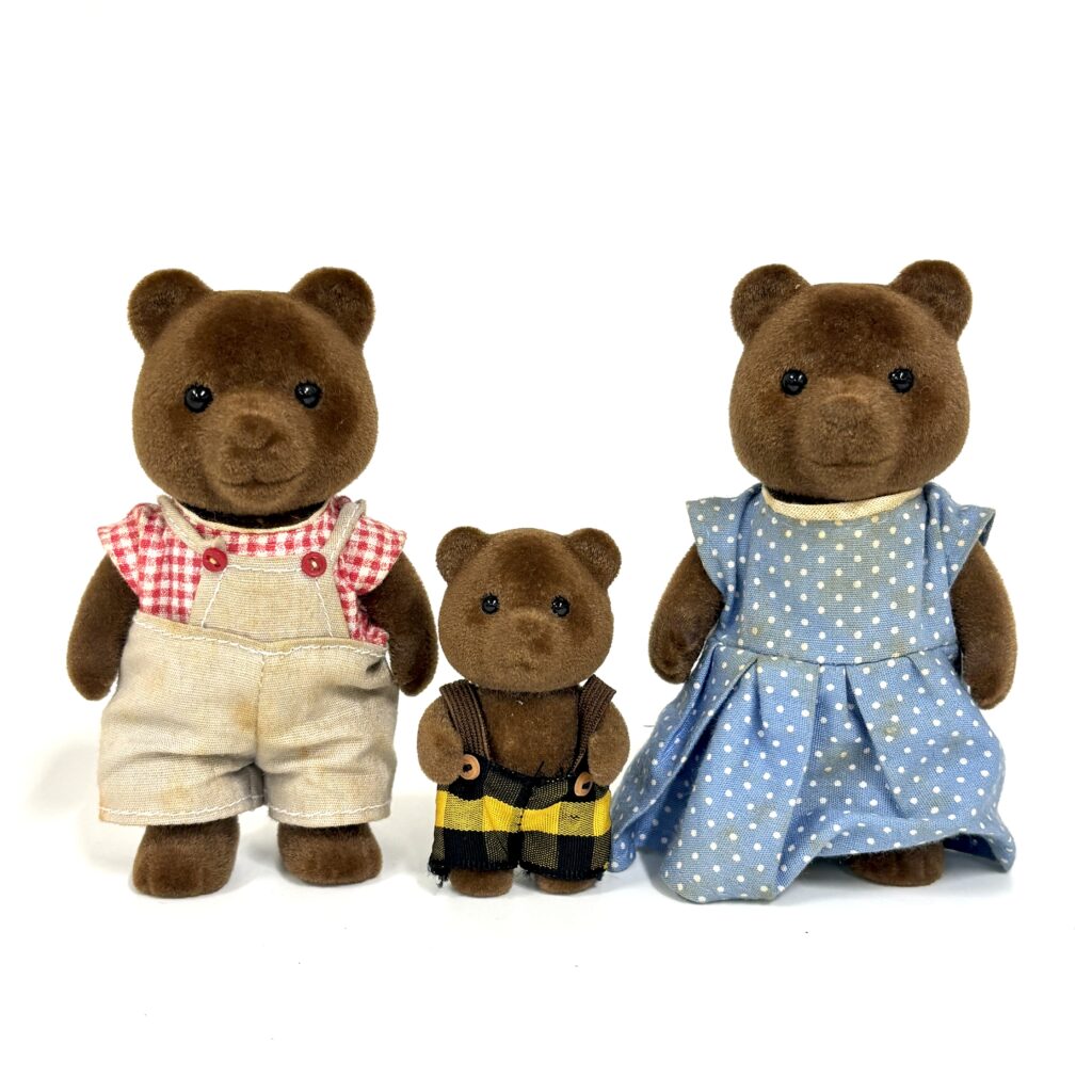 [used] VIntage Brown Bear Family Sylvanian Families Calico Critters