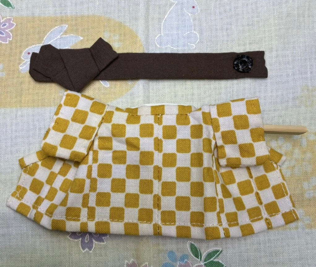 Yellow plaid kimono for father Handmade
