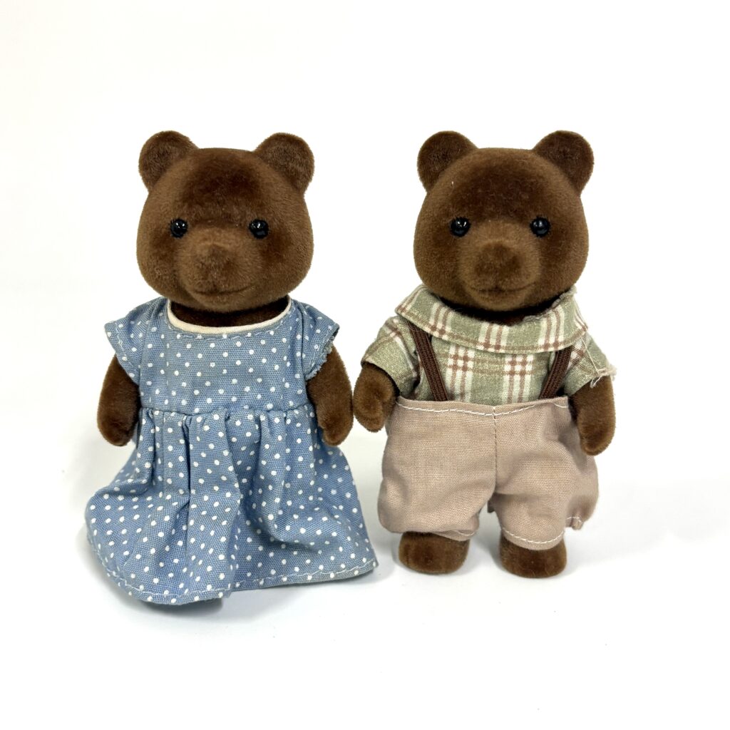 [used] Vintage Brown Bear Father and Mother Sylvanian Families Calico Critters