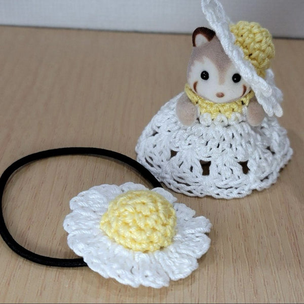 HANDMADE MARGARET DRESS HAT FOR BABY WITH MATCHING HAIR TIE Sylvanian Families