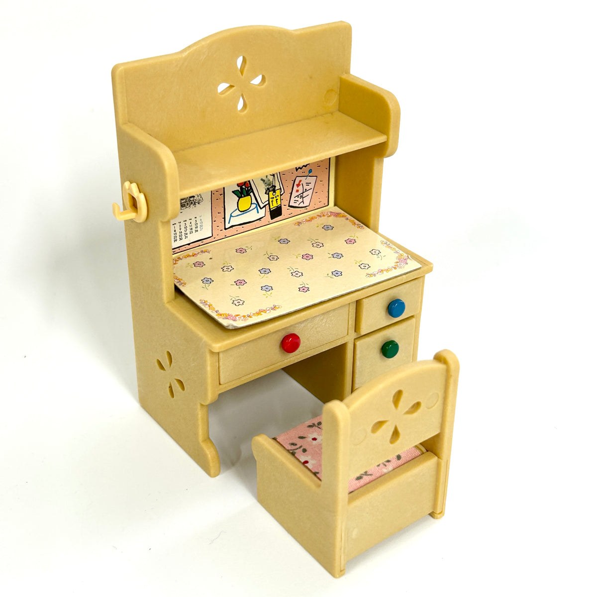 [used] Vintage Study Desk Set 1995 KA-68 Sylvanian Families Calico Critters