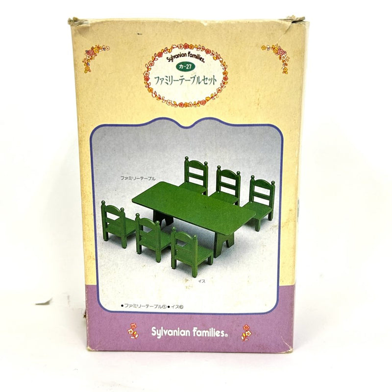 [Used] GREEN FAMILY TABLE & CHAIRS KA-27 Vintage Sylvanian Families