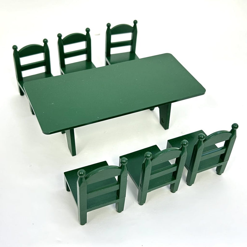 [Used] GREEN FAMILY TABLE & CHAIRS KA-27 Vintage Sylvanian Families