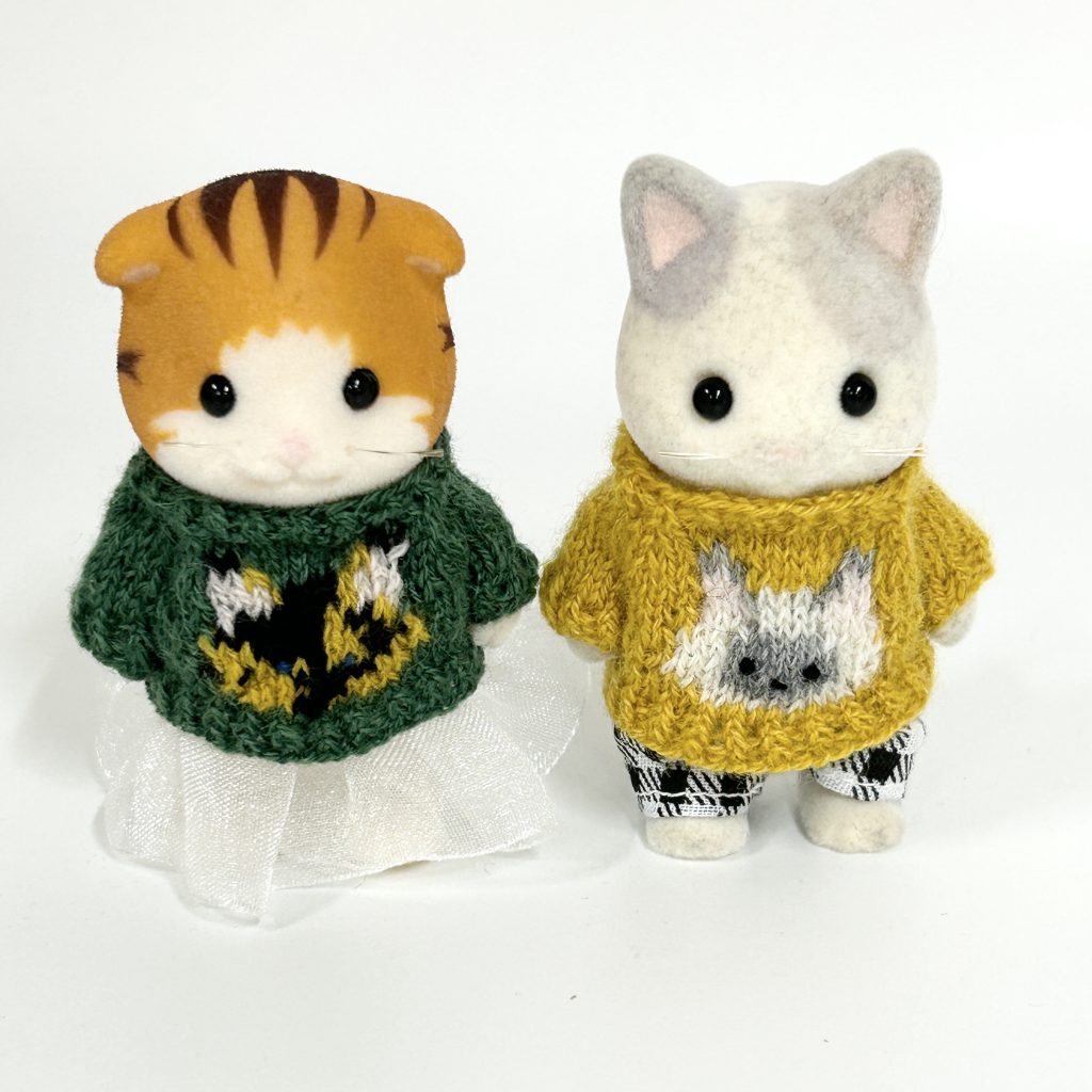 Cat Sweater Set Yellow Green Handmade