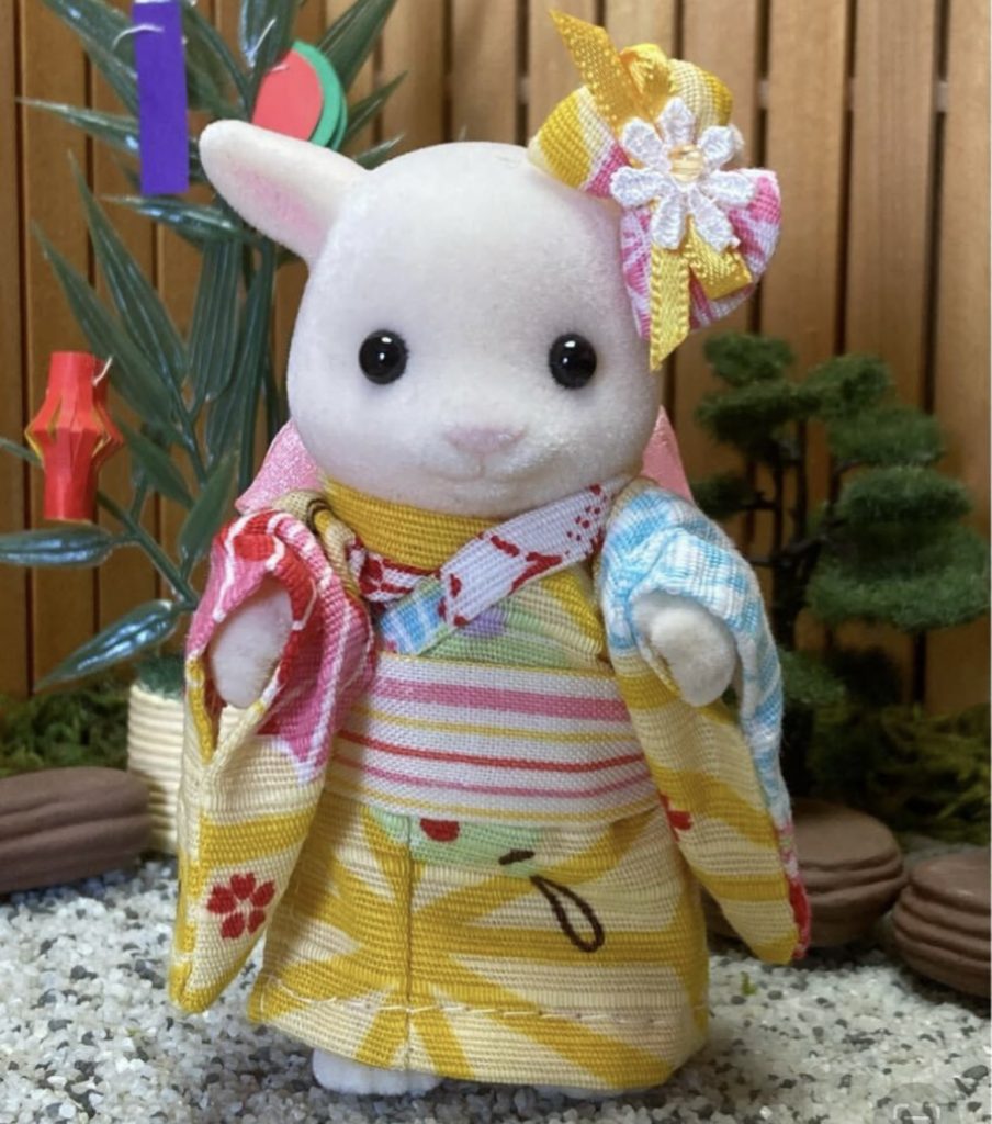 Yukata amarillo para madre hecho a mano