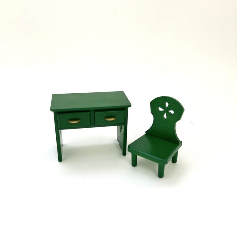 [Used] GREEN TABLE & CHAIR SET KA-20 Epoch Japan  Sylvanian Families