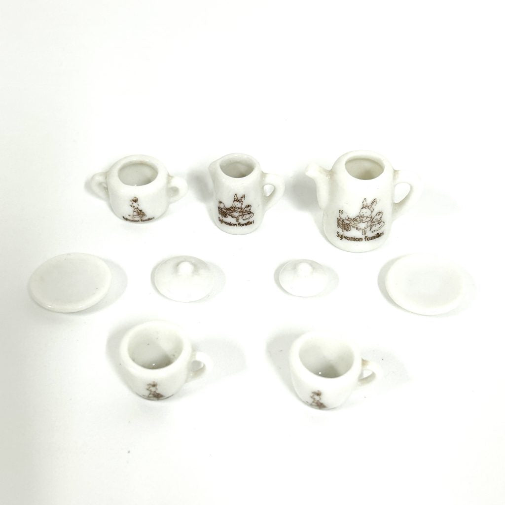 [used] Vintage Ceramic Tea Set 1985 KA-16 Sylvanian Families Calico Critters