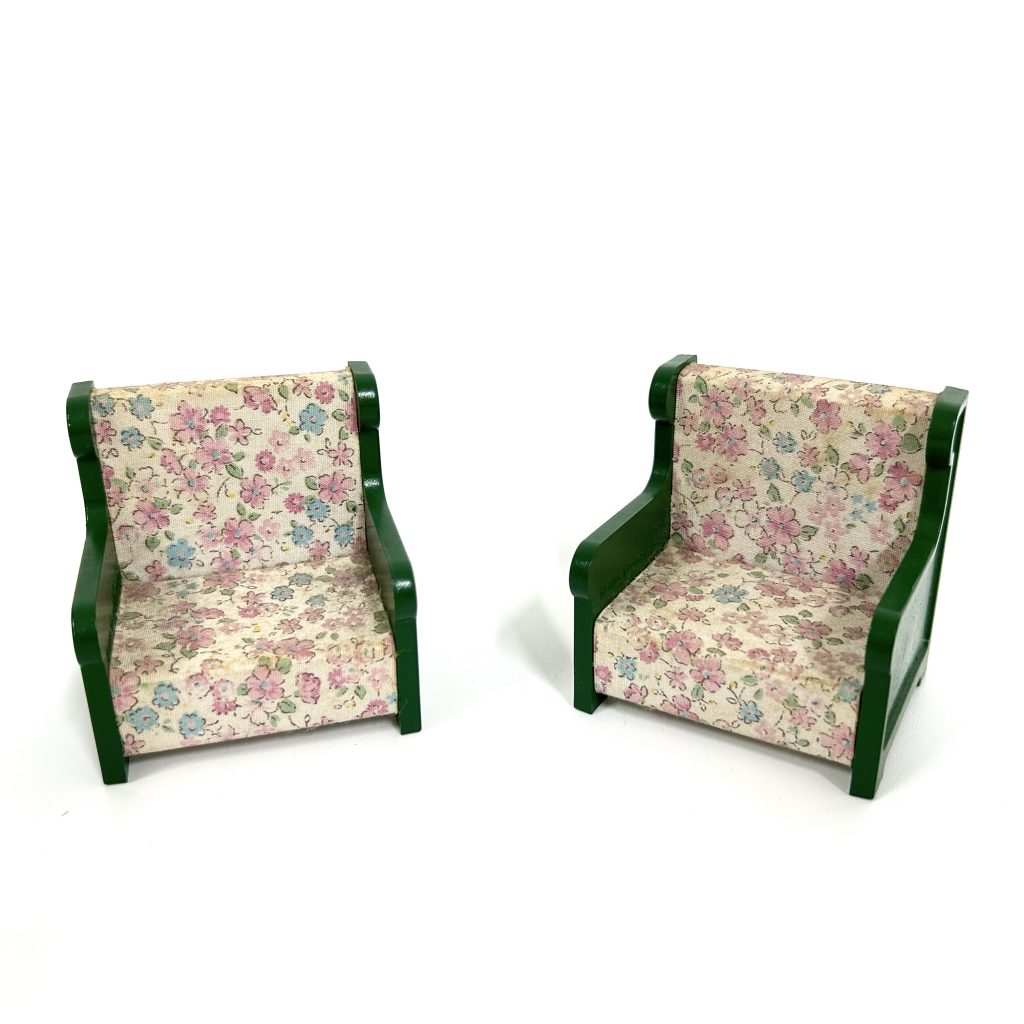 [used] Vintage Green Armchair Set 1985 KA-09 Sylvanian Families Calico Critters