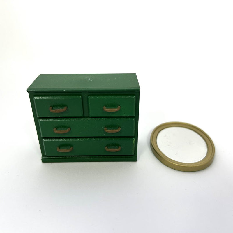 [Used] GREEN FURNITURE DRAWER MIRROR Japan Sylvanian Families