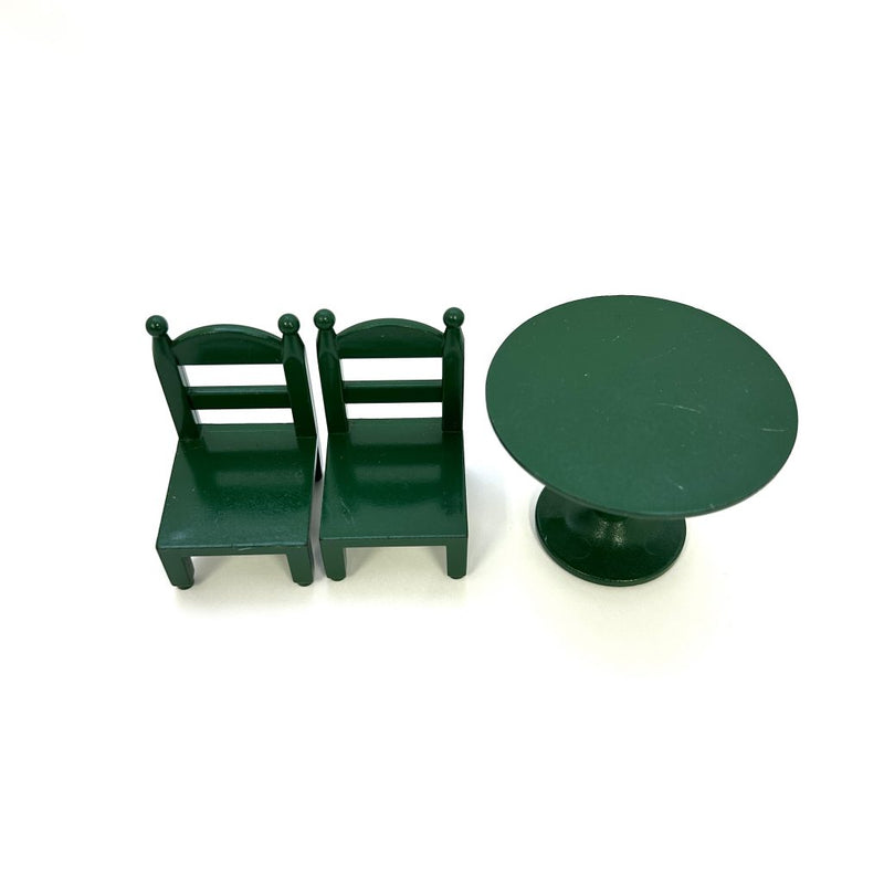 [Used] GREEN ROUND TABLE SET KA-02 Retired Epoch Japan Sylvanian Families