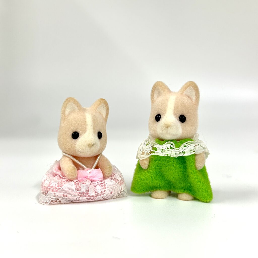 [used] Pink Marron Dog Twins Sylvanian Families Calico Critters