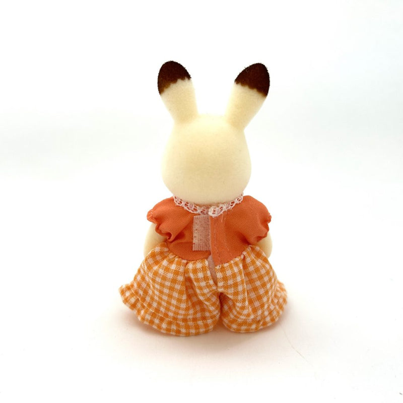 [Used] CHOCOLATE RABBIT GIRL ORANGE DRESS Epoch Japan Sylvanian Families