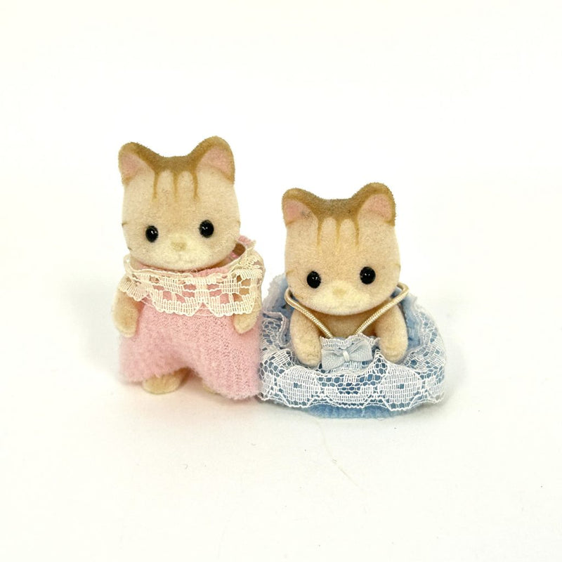 [Used] PINK STRIPED CAT TWINS Epoch Japan Sylvanian Families