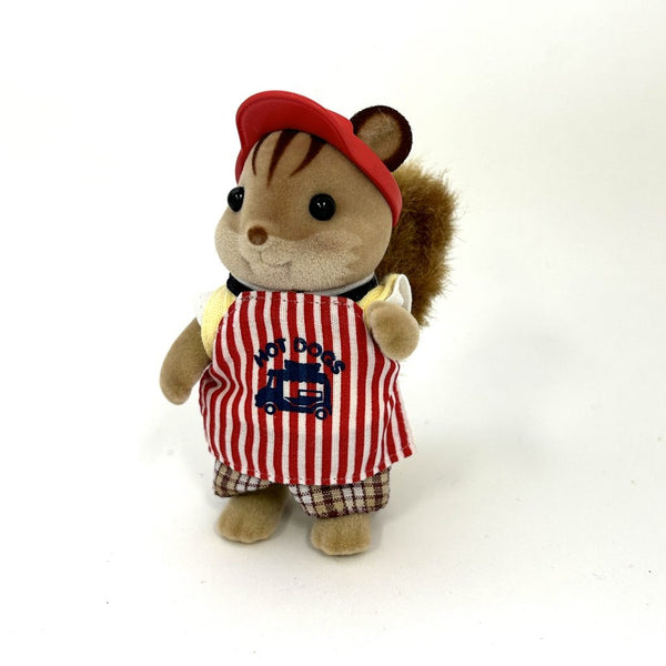 [Used] SQUIRREL FATHER IN HOT DOG SHOP UNIFORM Epoch Sylvanian Families