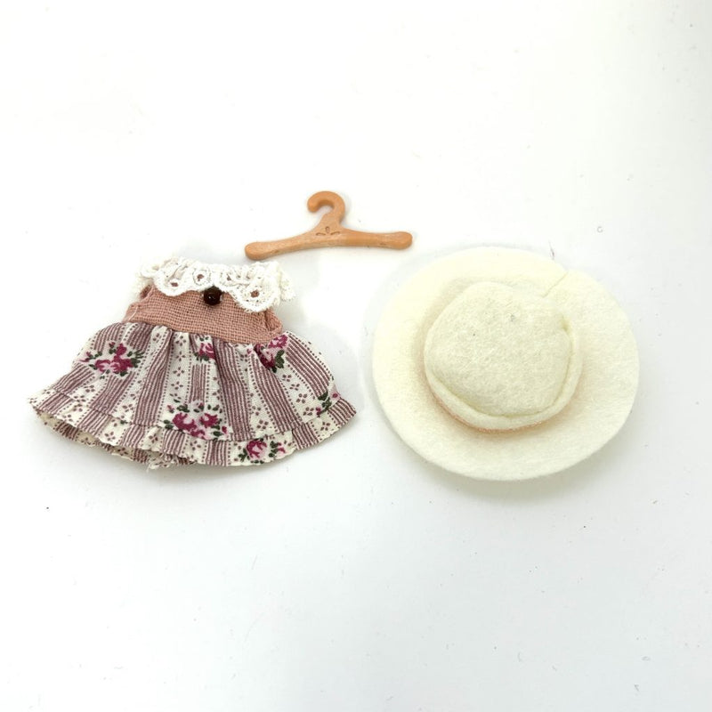 [Used] PINK DRESS AND HAT SET Epoch Japan Sylvanian Families