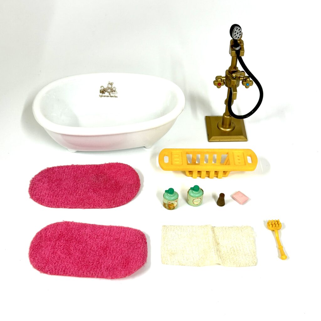 [used] Vintage Bath and Shower Set 1994 KA-66 Sylvanian Families Calico Critters