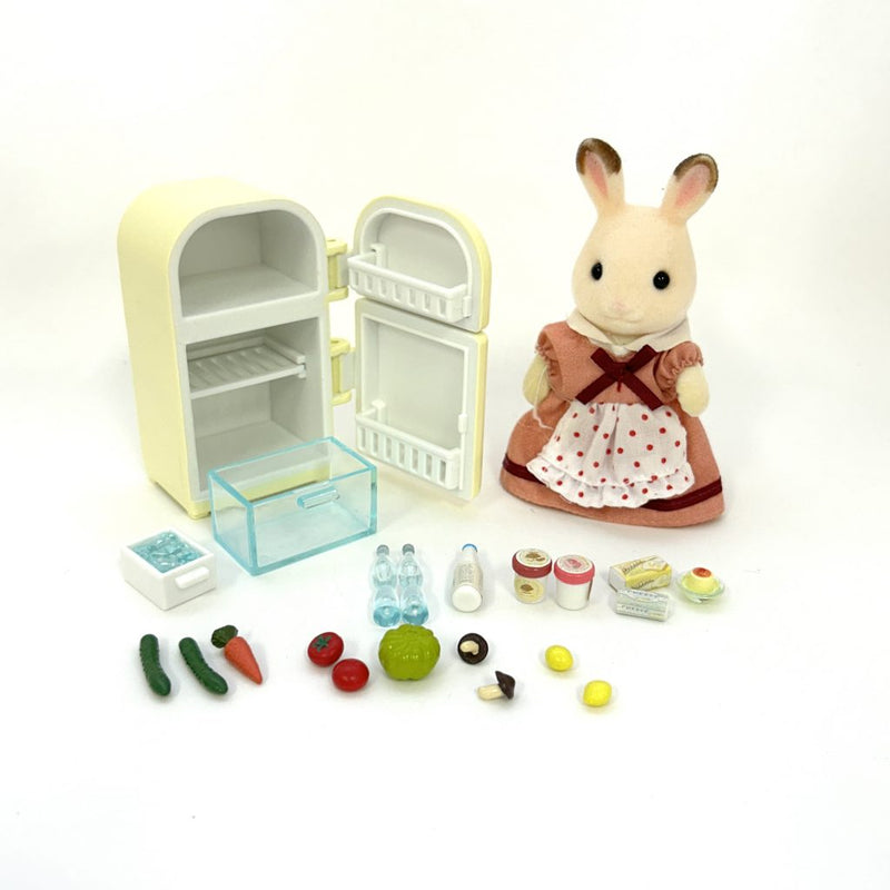 [Used] CHOCOLATE RABBIT MOTHER AND FRIDGE SET Epoch Sylvanian Families