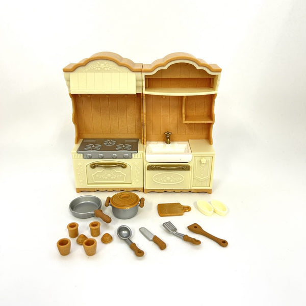 [Used] KITCHEN STOVE AND SINK SET Epoch Japan KA-420 Sylvanian Families