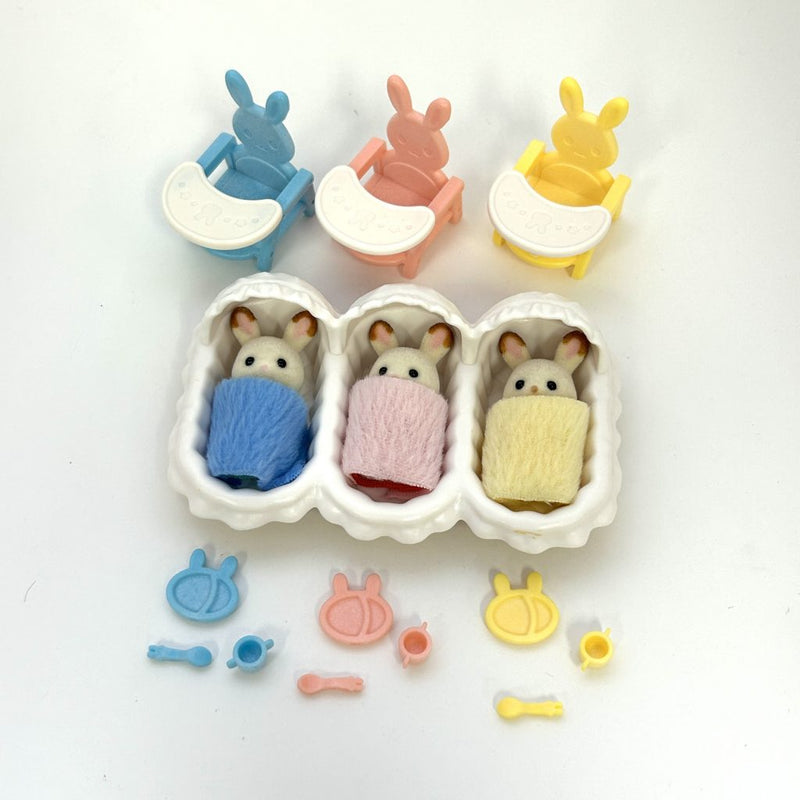 [Used] CHOCOLATE RABBIT TRIPLETS BABY PRAM SET SE-204 Calico Sylvanian Families