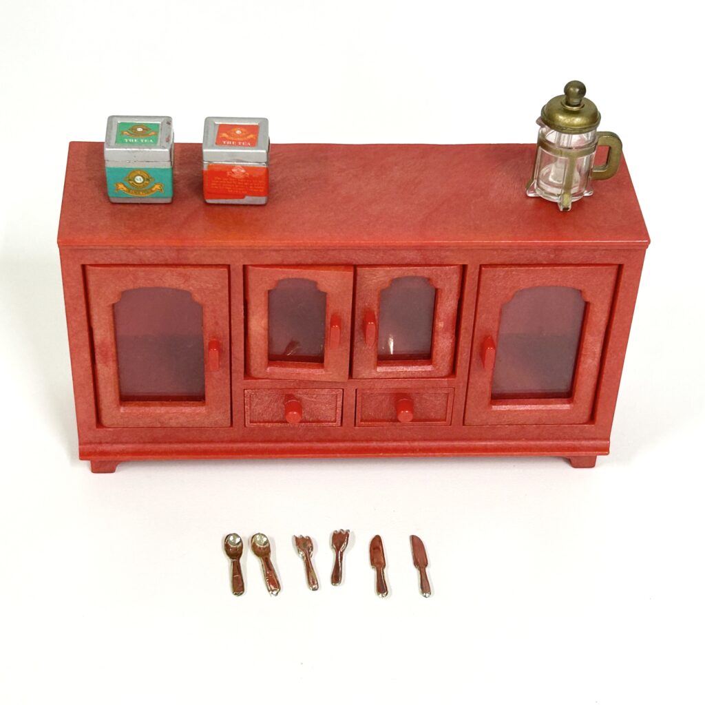 [used] Vintage Red Sideboard Set 1994 KA-62 Sylvanian Families Calico Critters