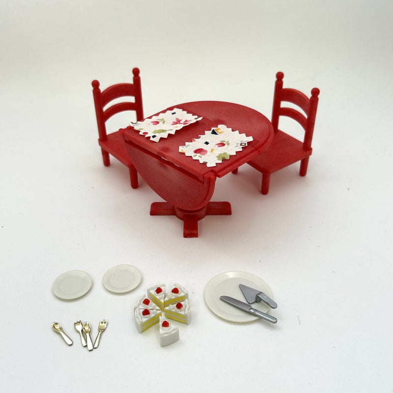 [Used] RED FOLDING TABLE SET KA-64 Japan Sylvanian Families