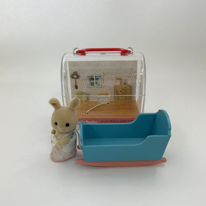 [Used] BABY CARRY CASE CRADLE IVORY RABBIT SHI-17 Japan Sylvanian Families