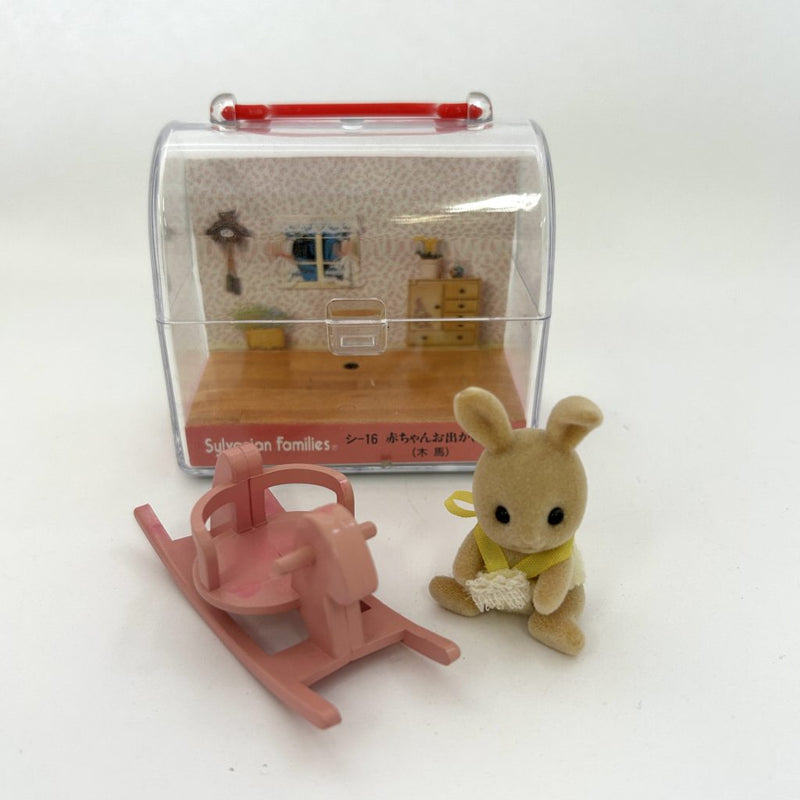 [Used] BABY CARRY CASE ROCKING HORSE RACOON SHI-16 1995 Retired Sylvanian Families