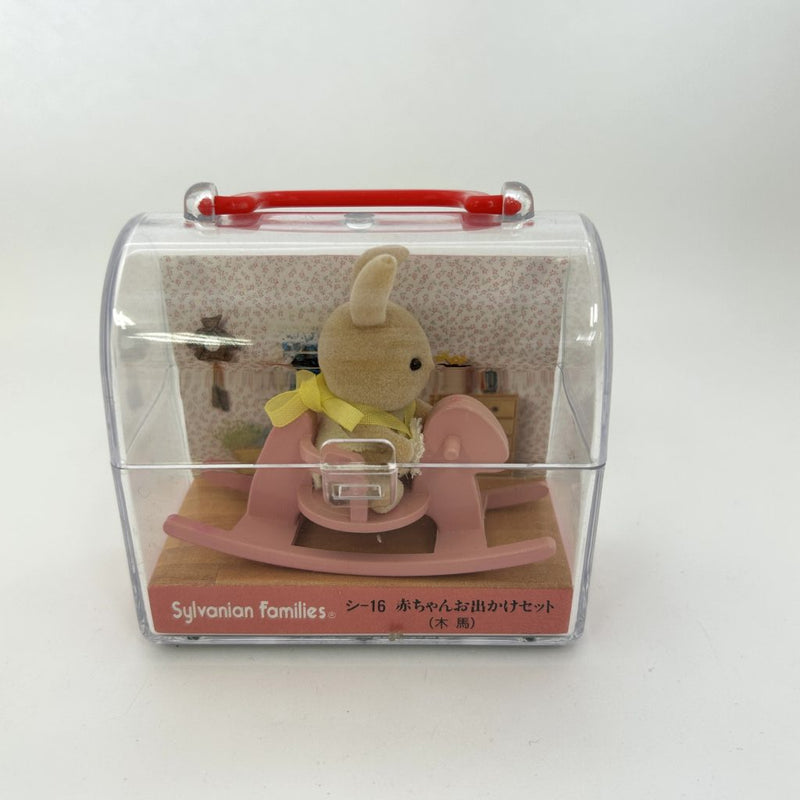 [Used] BABY CARRY CASE ROCKING HORSE RACOON SHI-16 1995 Retired Sylvanian Families